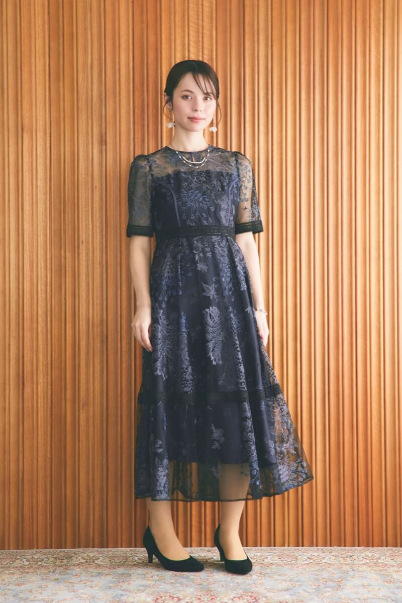 ネイビーのラダーレースドレス | Dorry doll | M | 結婚式パーティーの