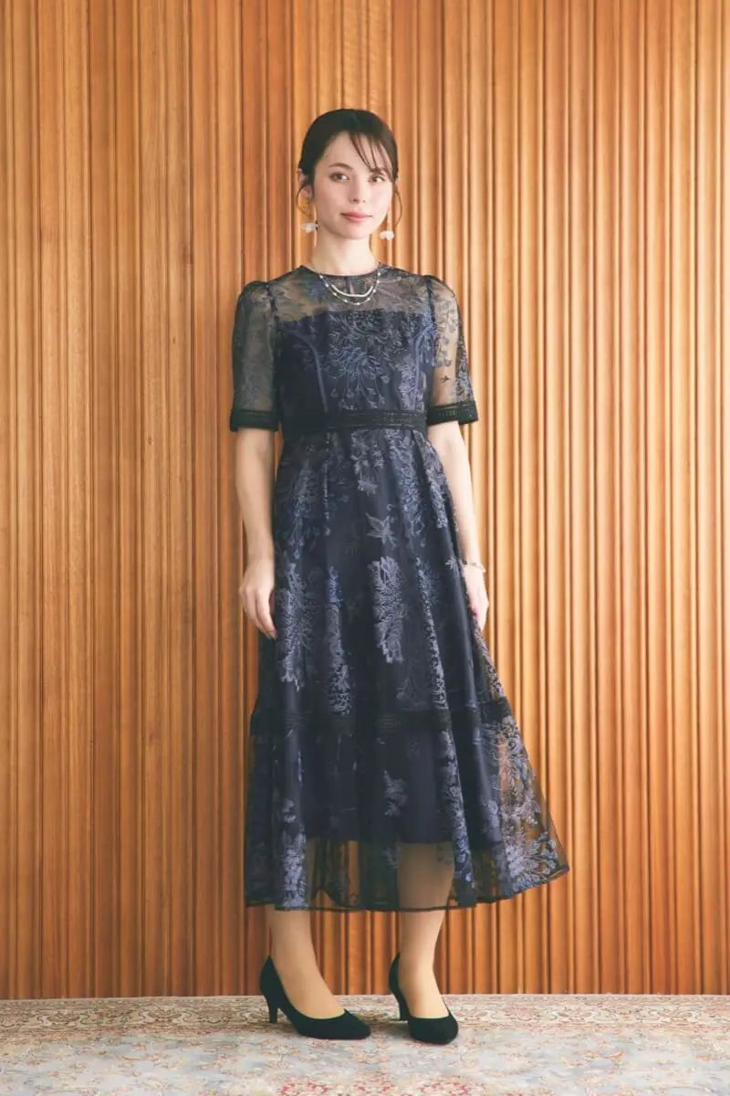 ネイビーのラダーレースドレス | Dorry doll | M | 結婚式パーティーの
