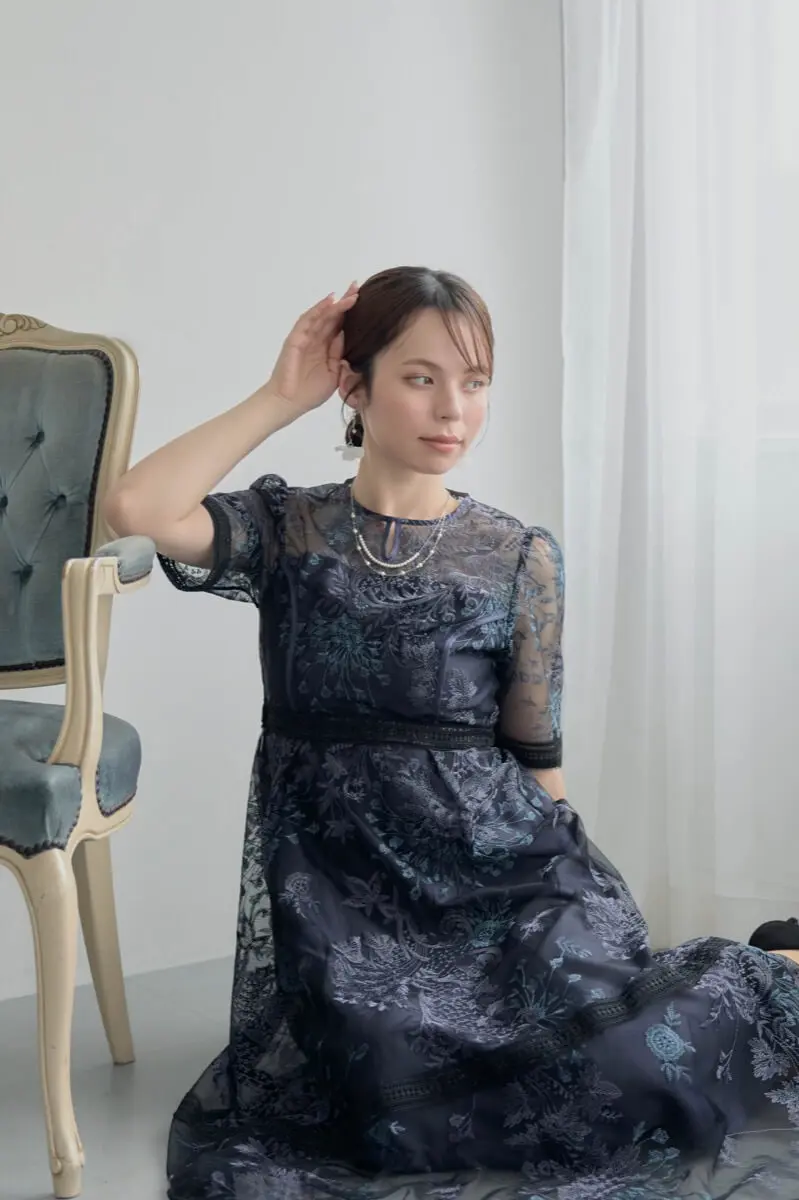 ネイビーのラダーレースドレス | Dorry doll | M | 結婚式パーティーの