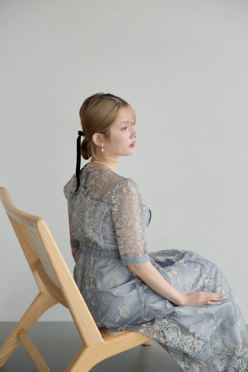 Dorrydoll ラダーレースドレス ブルー Mサイズ ブルーのラダーレースドレス | Dorry doll | M | 結婚式パーティーの