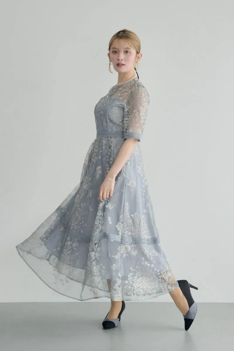 Dorrydoll ラダーレースドレス ブルー Mサイズ ラダーレースドレス|DorryDoll