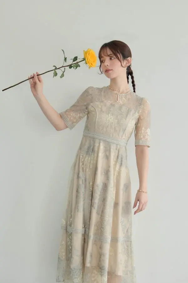 パーティードレス　結婚式　お呼ばれドレス（ベージュ）　Sサイズ パーティードレス】大きいサイズ パーティードレス 結婚式 ロング丈