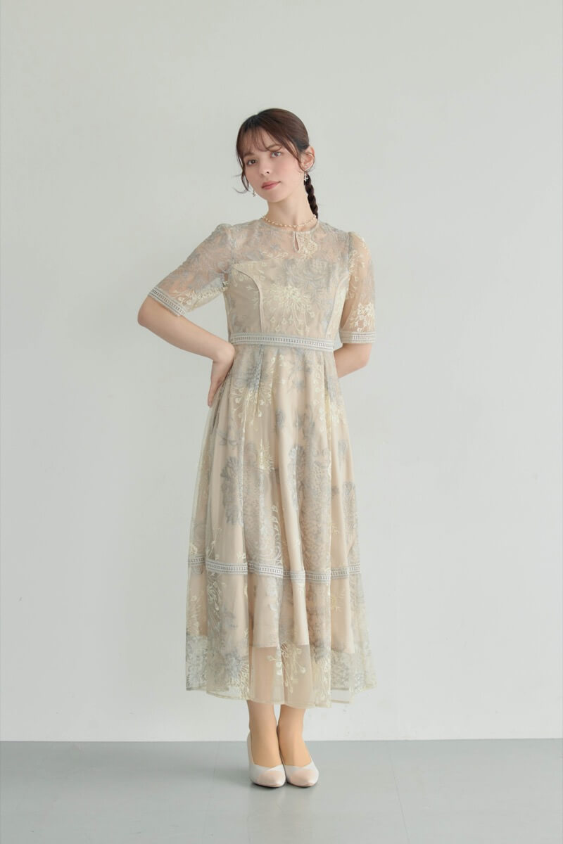 グレージュのラダーレースドレス | Dorry doll | M | 結婚式パーティー