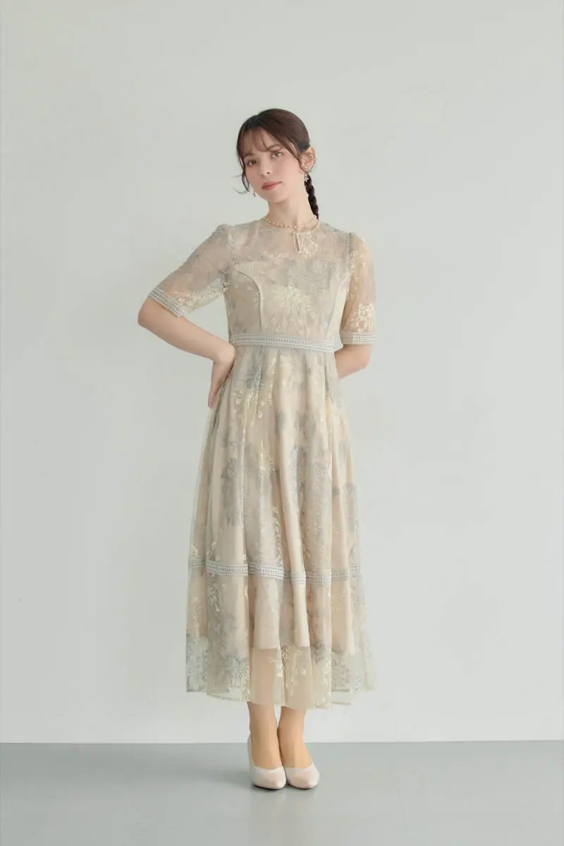 グレージュのラダーレースドレス | Dorry doll | M | 結婚式パーティー