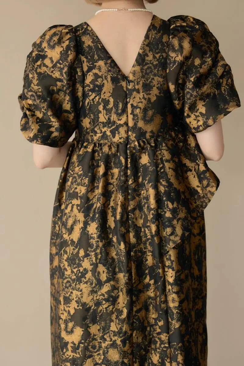 ブロンズのバブルスリーブジャガードドレス | ANDRESD | M～マタニティ