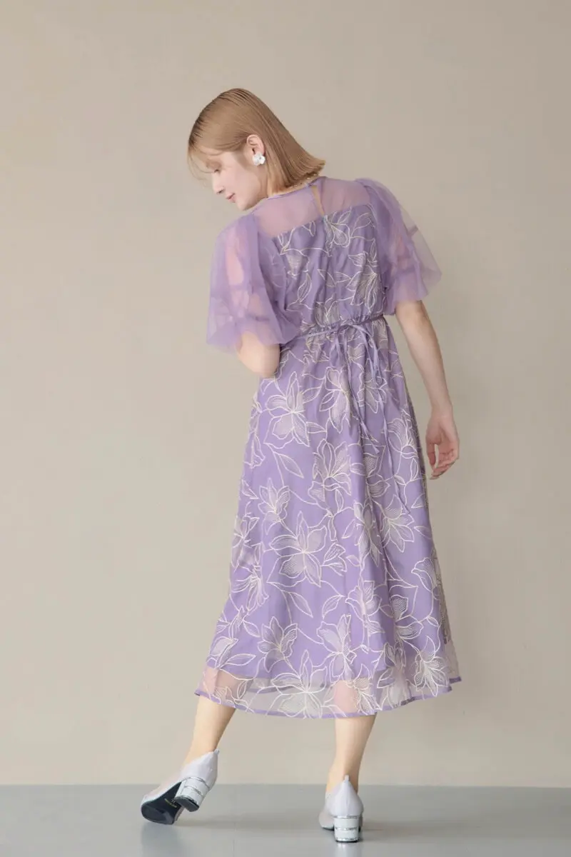 パープルのリリーパターンレースドレス | Dorry doll | M | 結婚式