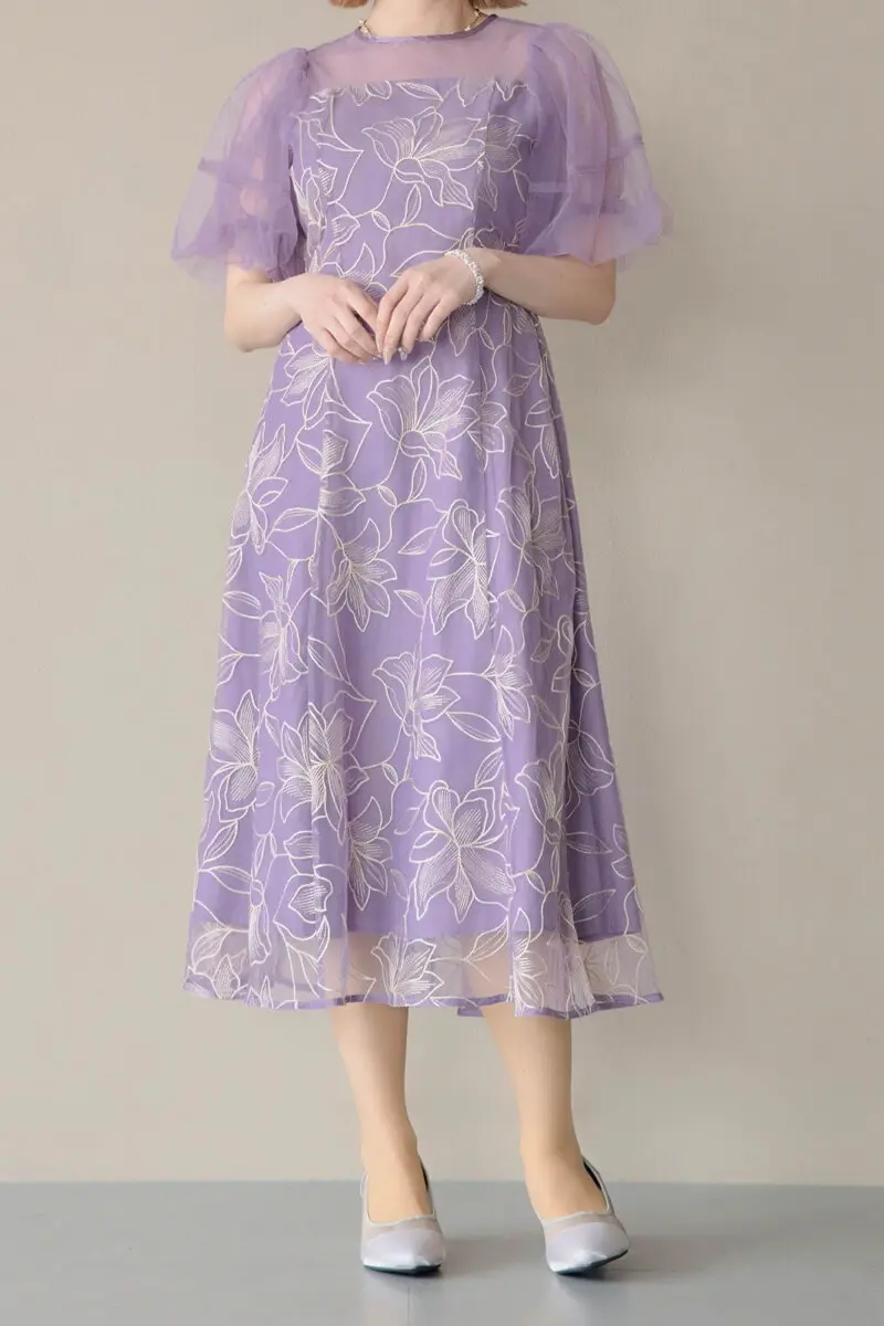 パープルのリリーパターンレースドレス | Dorry doll | M | 結婚式