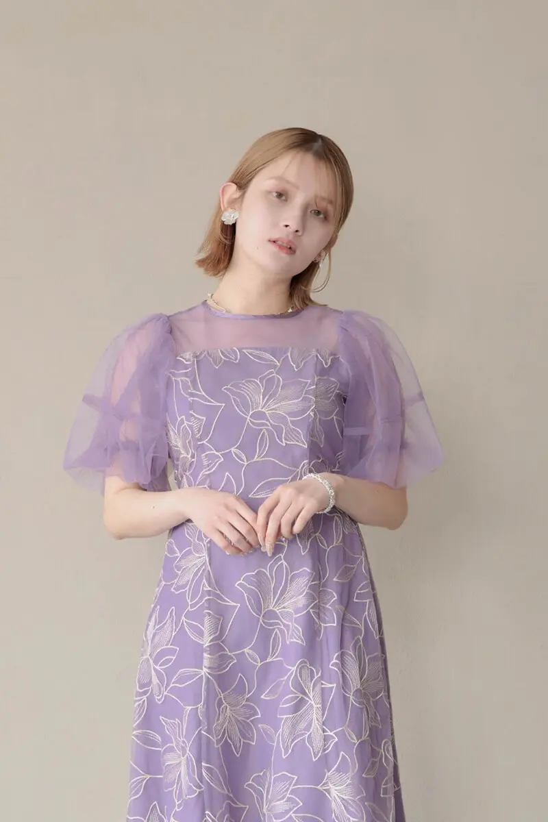 パープルのリリーパターンレースドレス | Dorry doll | M | 結婚式