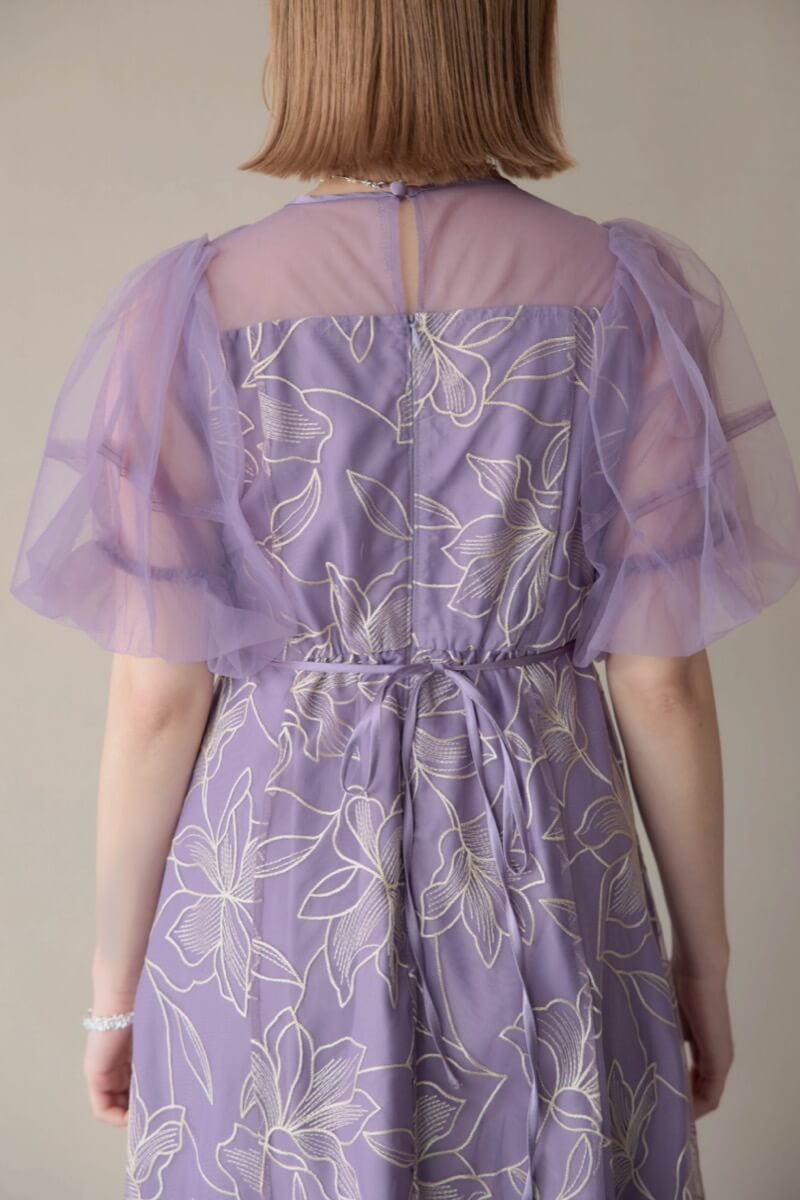 パープルのリリーパターンレースドレスの商品画像6