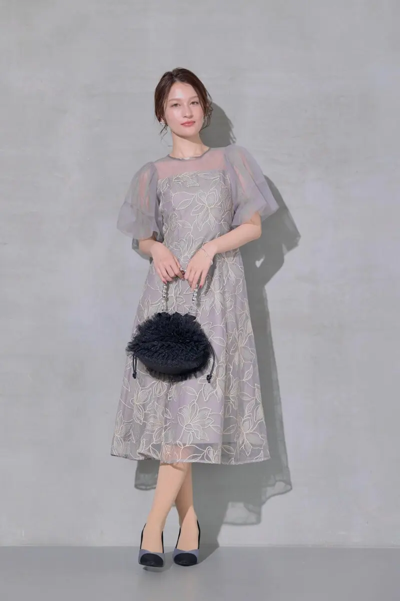 グレーのリリーパターンレースドレス | Dorry doll | M | 結婚式