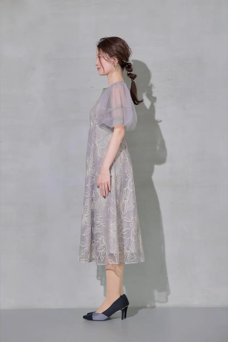 グレーのリリーパターンレースドレス | Dorry doll | M | 結婚式