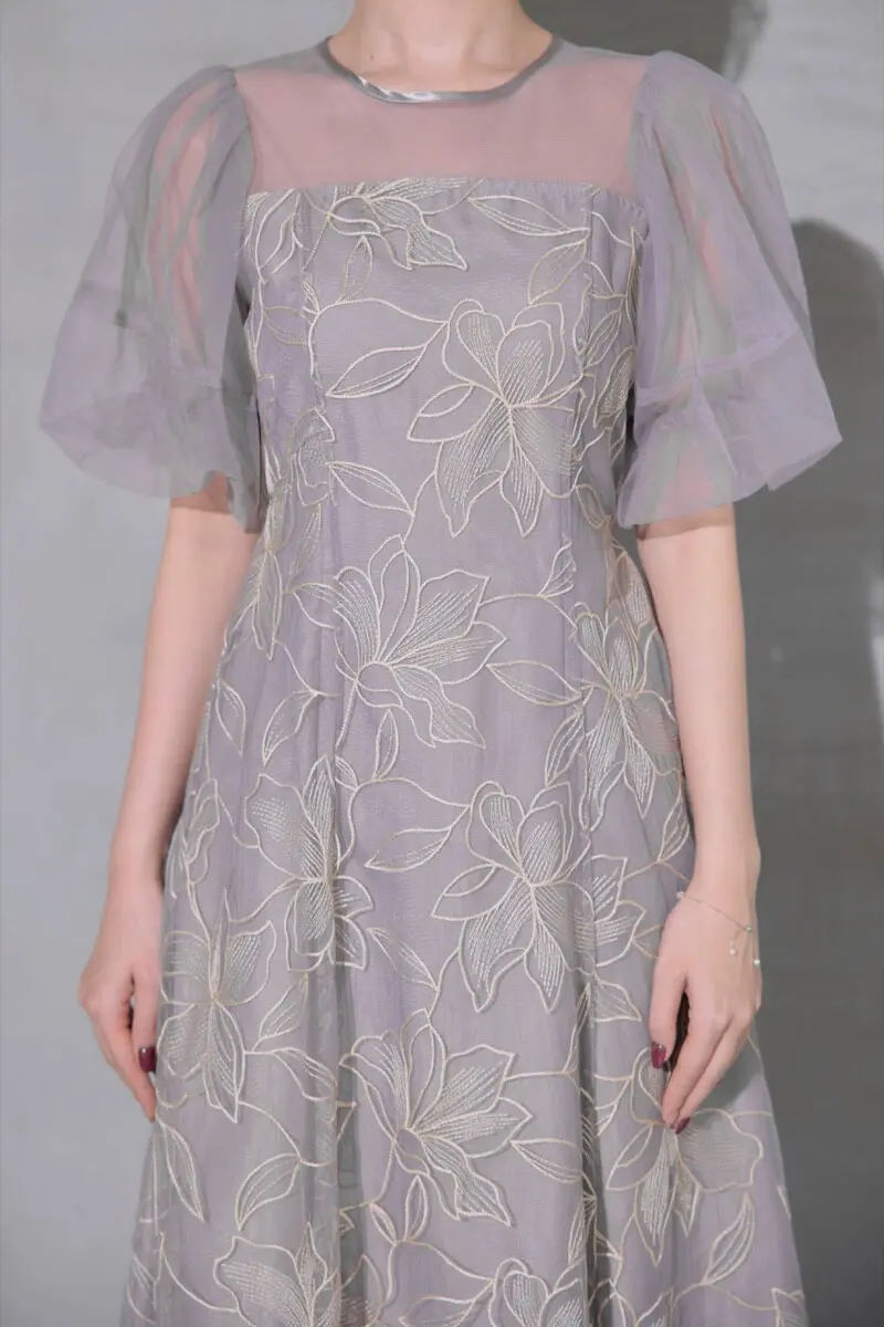 グレーのリリーパターンレースドレス | Dorry doll | M | 結婚式