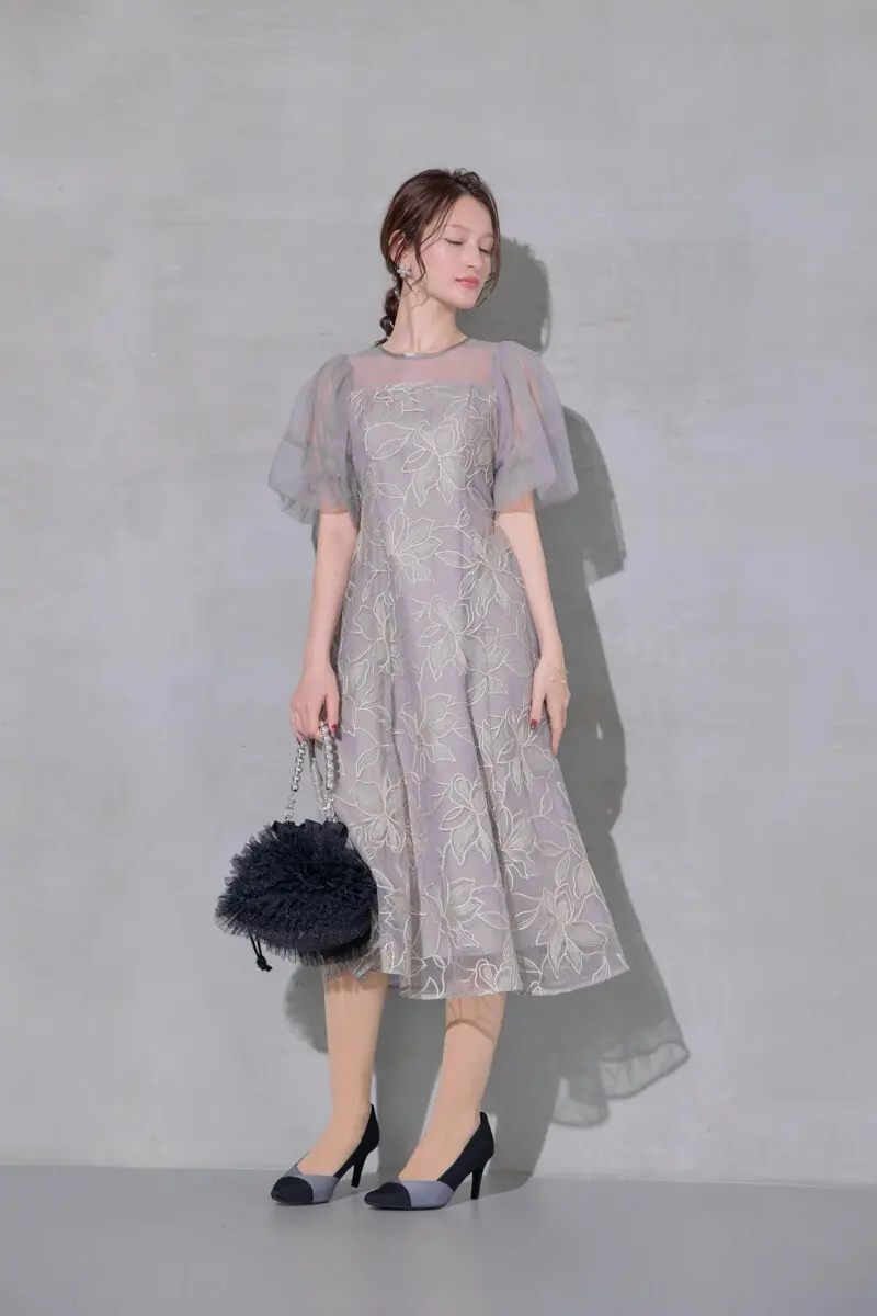 グレーのリリーパターンレースドレス | Dorry doll | M | 結婚式
