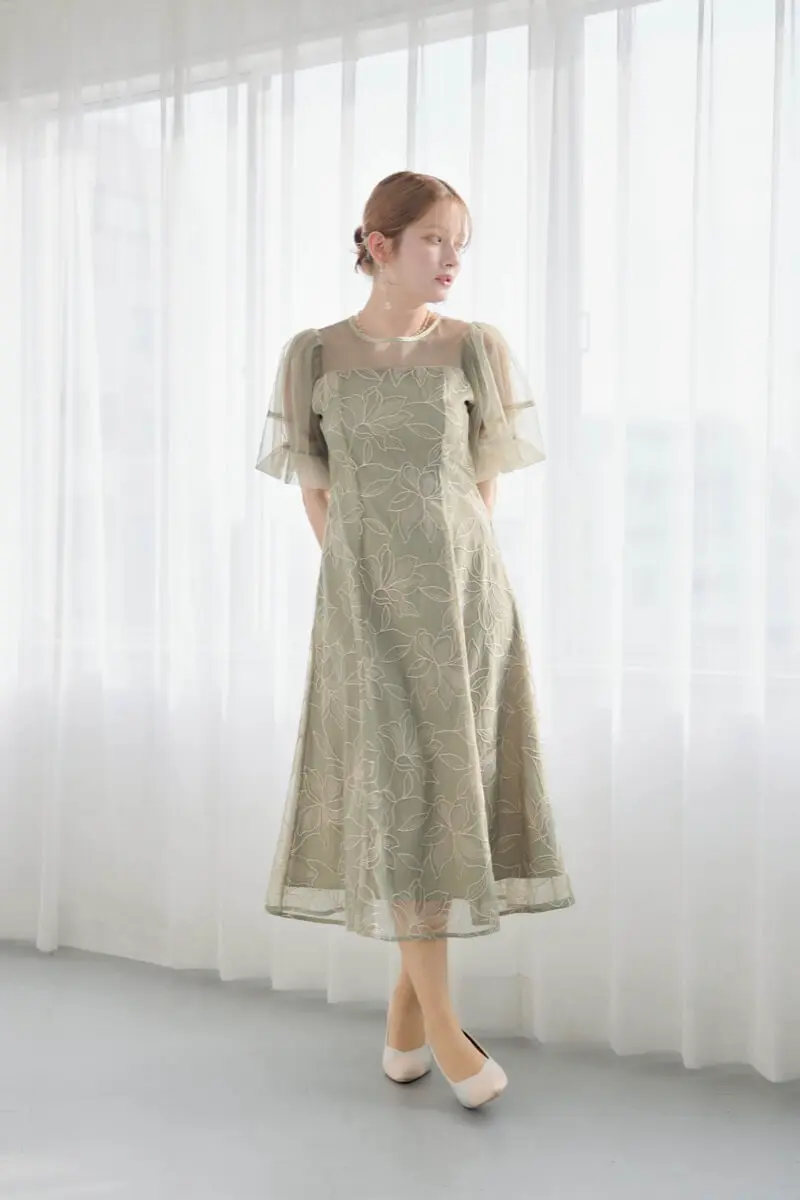 グリーンのリリーパターンレースドレス | Dorry doll | M | 結婚式