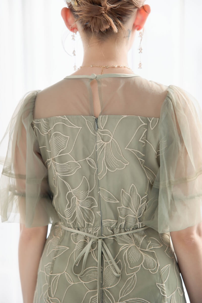 グリーンのリリーパターンレースドレスの商品画像6