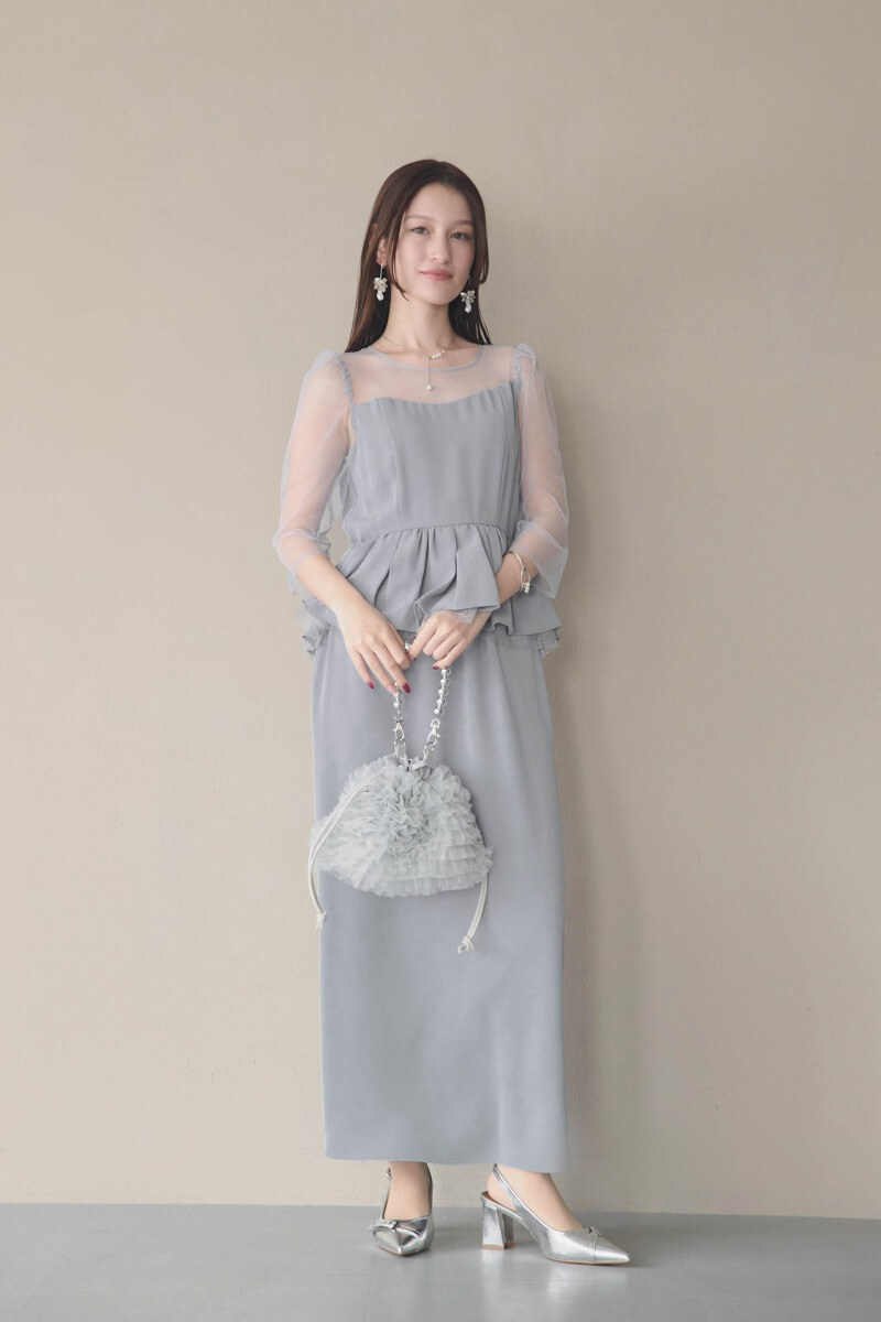 ブルーグレーのペプラムドレスの商品画像14