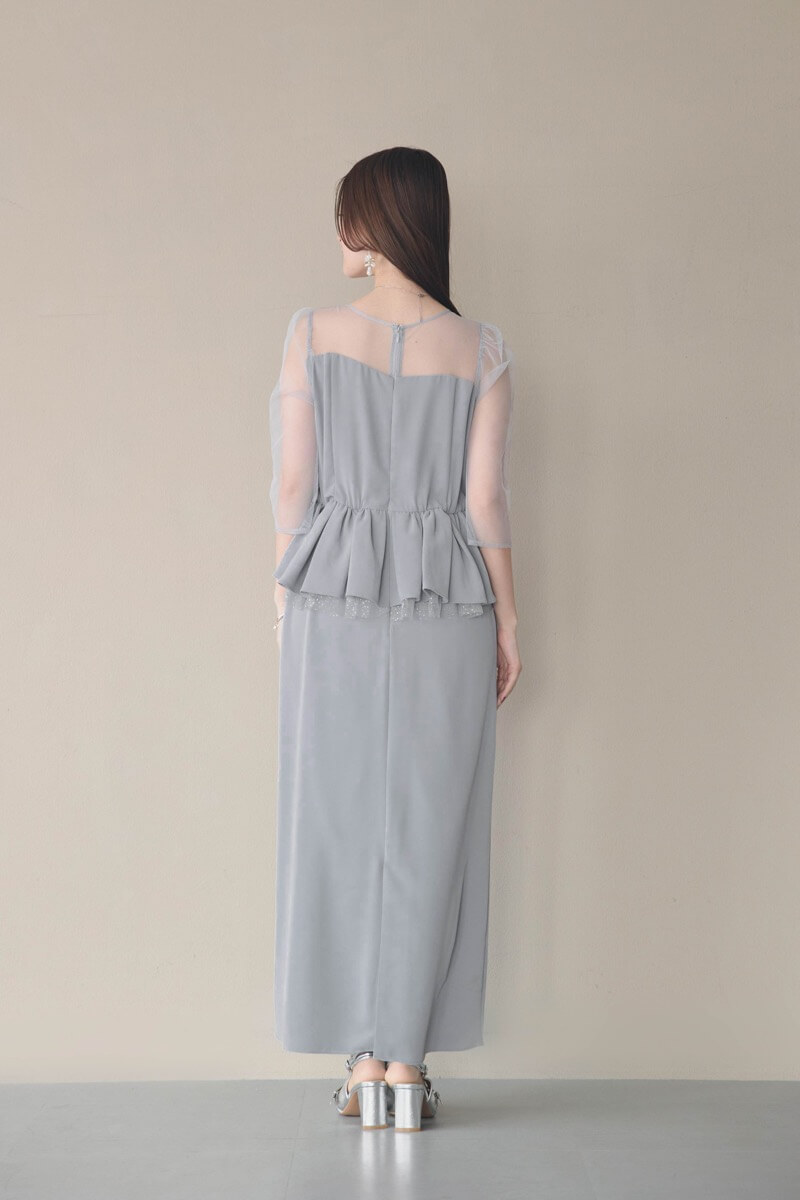 ブルーグレーのペプラムドレスの商品画像4