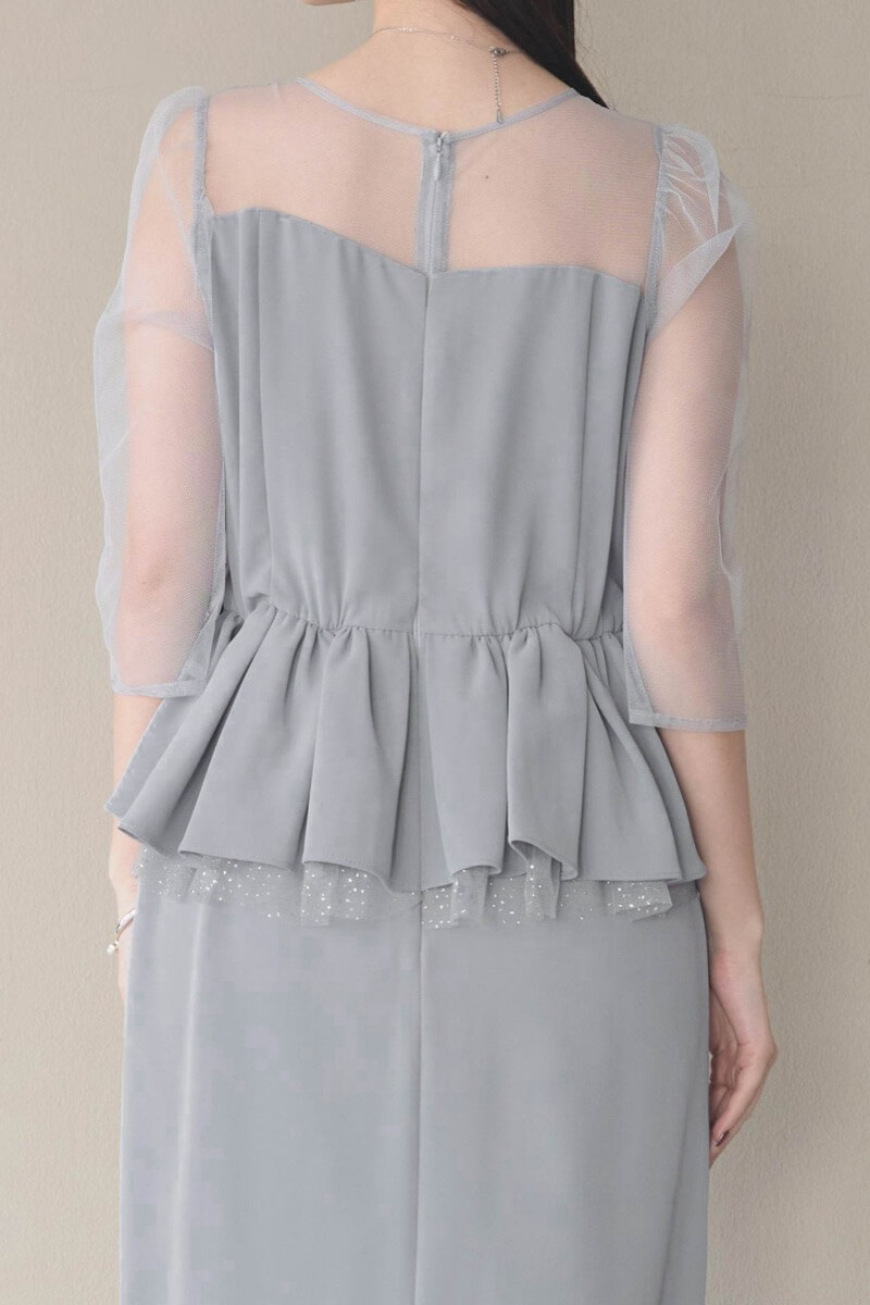 ブルーグレーのペプラムドレスの商品画像6