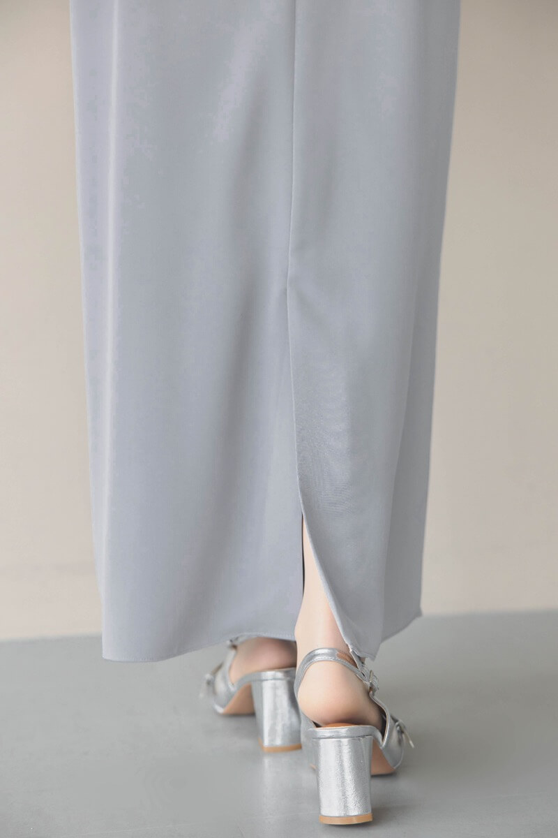 ブルーグレーのペプラムドレスの商品画像7