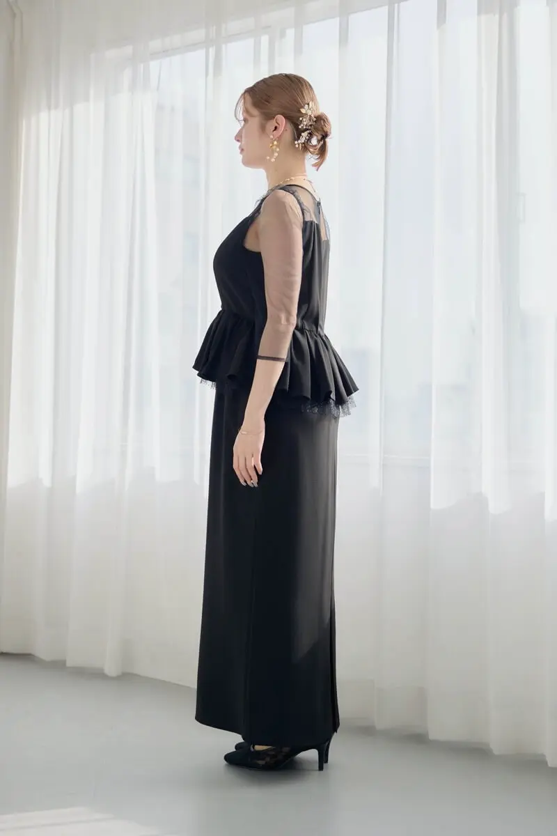 ブラックのペプラムドレス | LE' RURE | M | 結婚式パーティーの