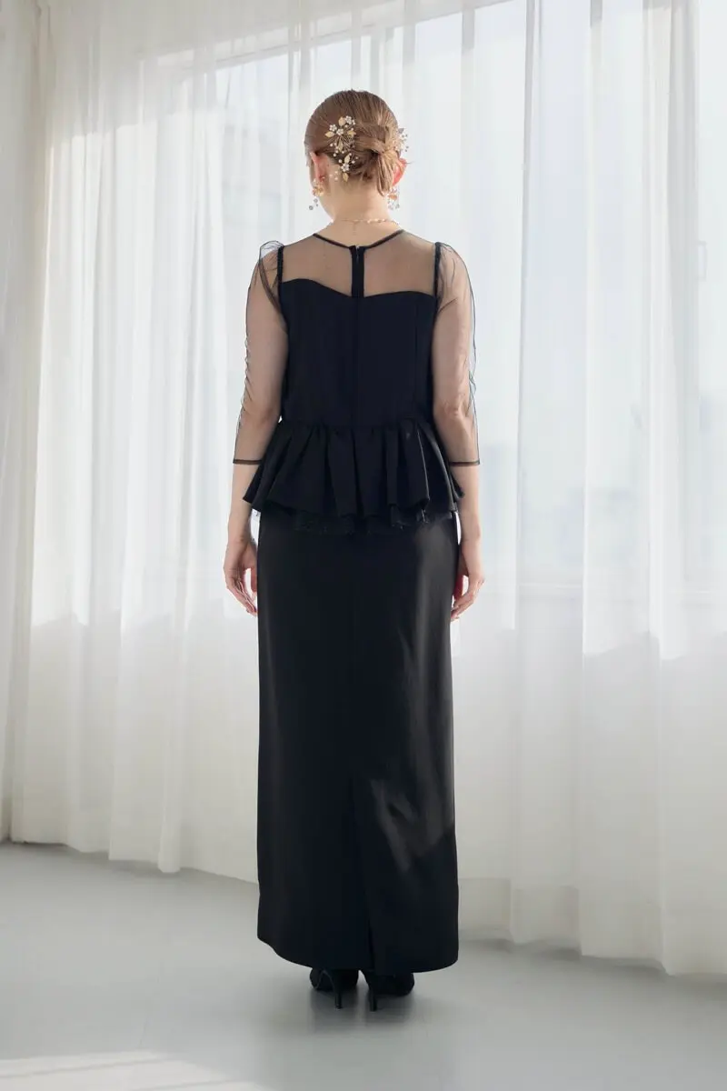 ブラックのペプラムドレス | LE' RURE | M | 結婚式パーティーの
