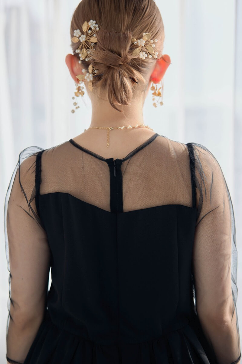 ブラックのペプラムドレスの商品画像6