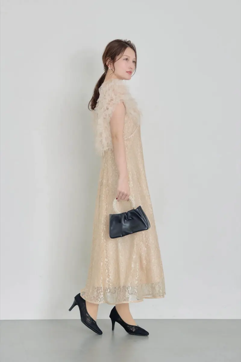 ベージュのフリルボレロセットレースドレス | Dorry doll | M | 結婚式