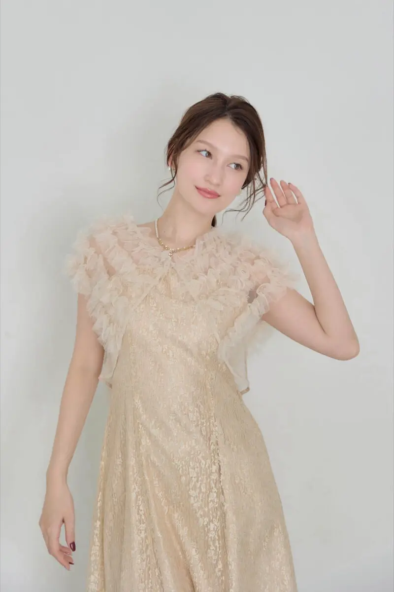 ベージュのフリルボレロセットレースドレス | Dorry doll | M | 結婚式