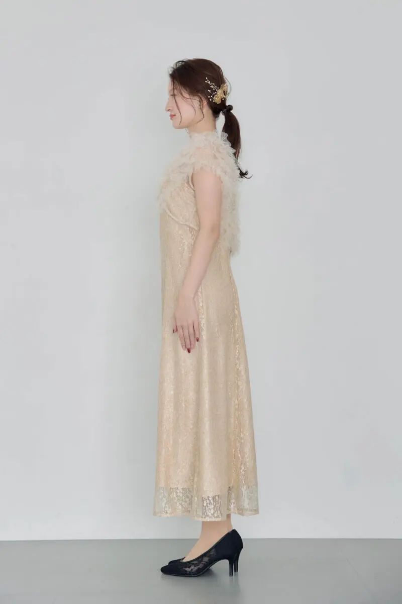 ベージュのフリルボレロセットレースドレス | Dorry doll | M | 結婚式