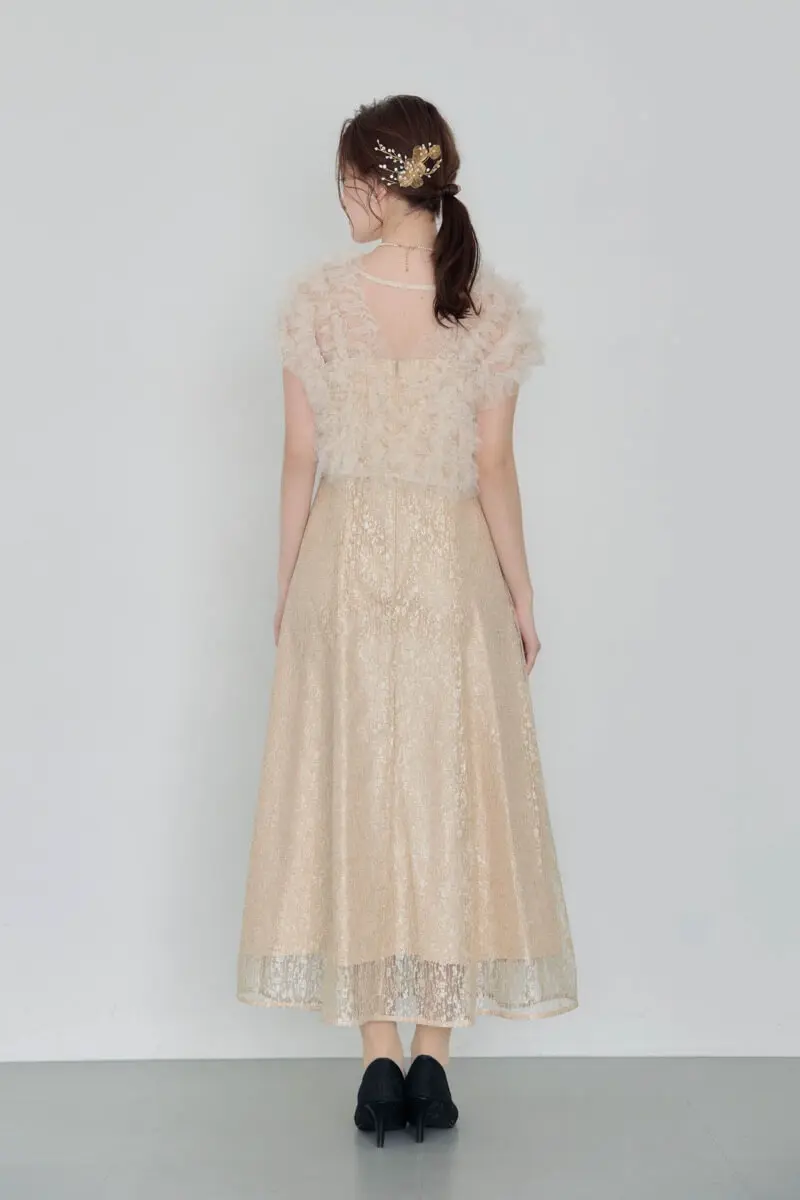 美品　Dorry Doll フリルボレロセットレースドレス ベージュ ベージュのフリルボレロセットレースドレス | Dorry doll | M | 結婚式