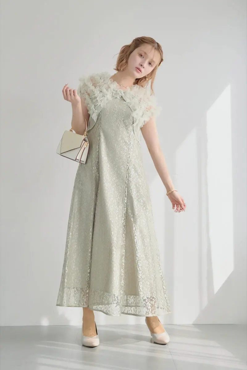グリーンのフリルボレロセットレースドレス | Dorry doll | M | 結婚式