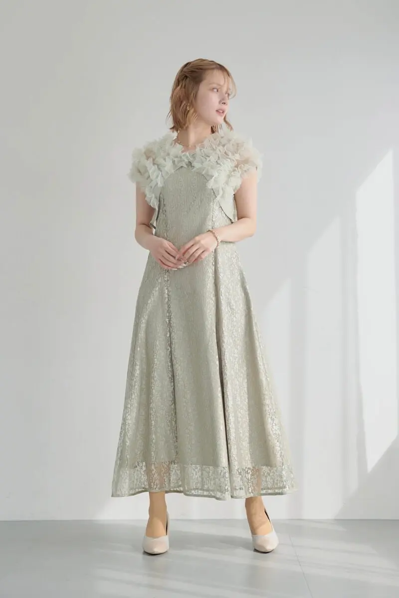 グリーンのフリルボレロセットレースドレス | Dorry doll | M | 結婚式