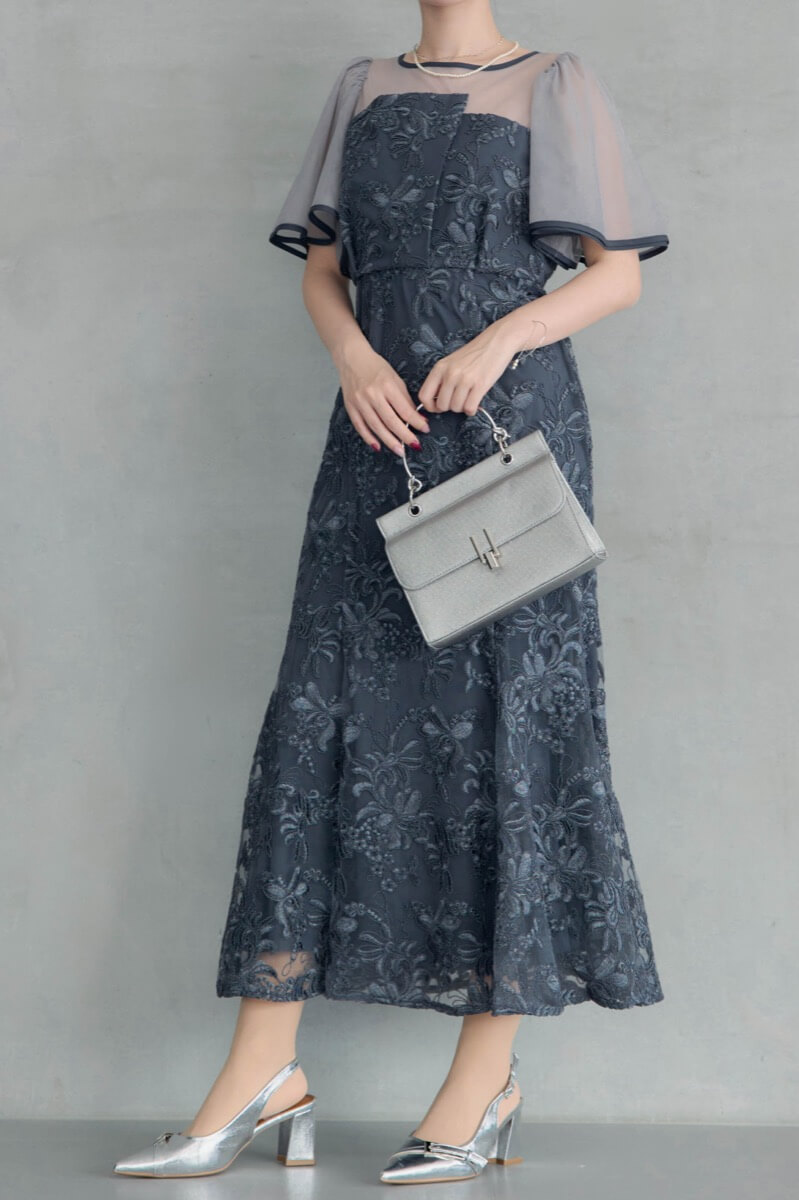 ネイビーのヴィンテージレースドレスの商品画像10