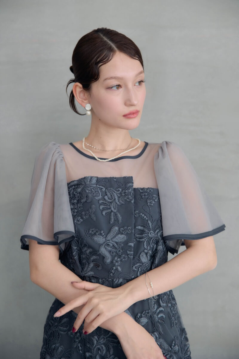 ネイビーのヴィンテージレースドレスの商品画像11