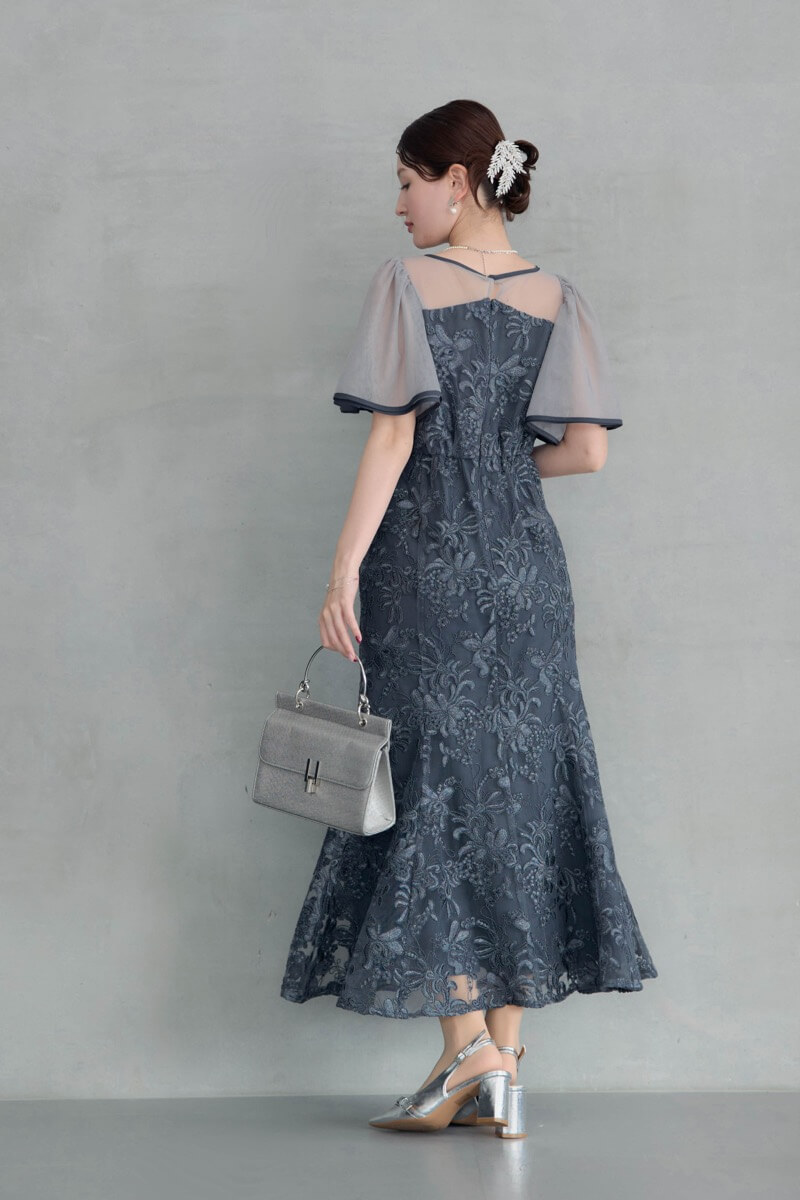 ネイビーのヴィンテージレースドレスの商品画像12