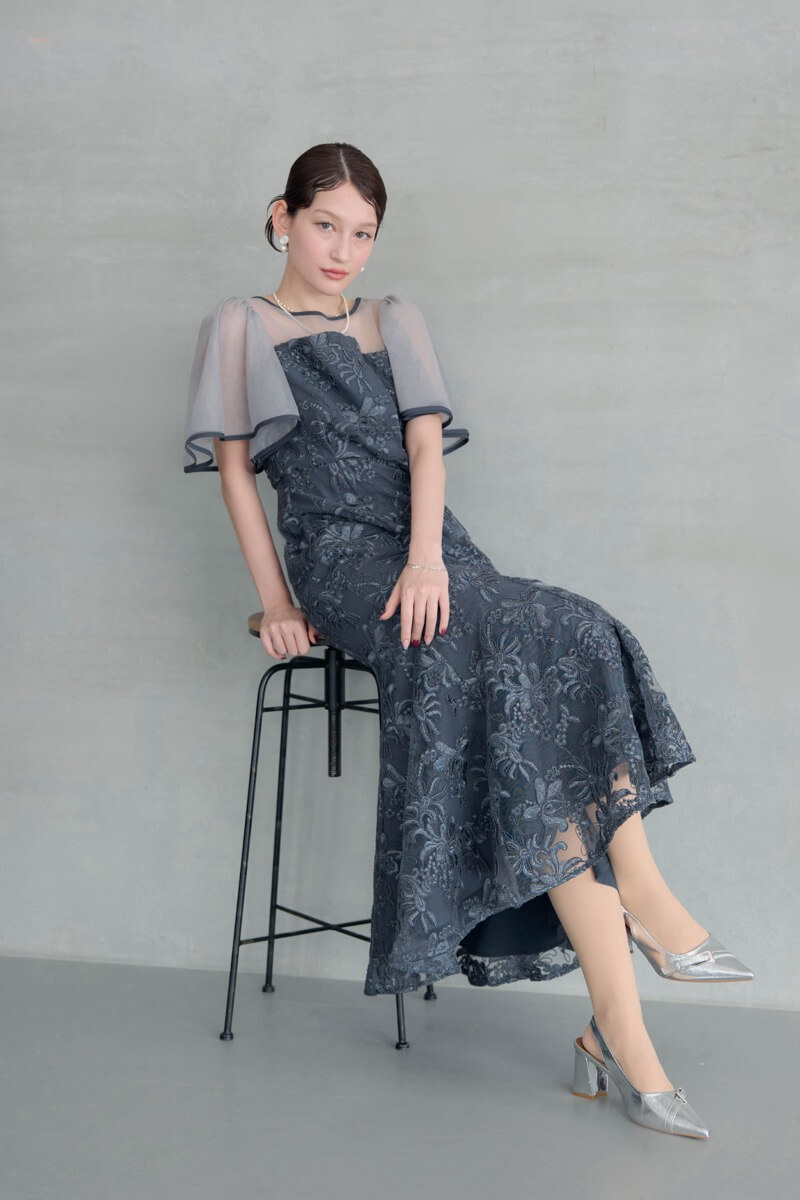 ネイビーのヴィンテージレースドレスの商品画像13