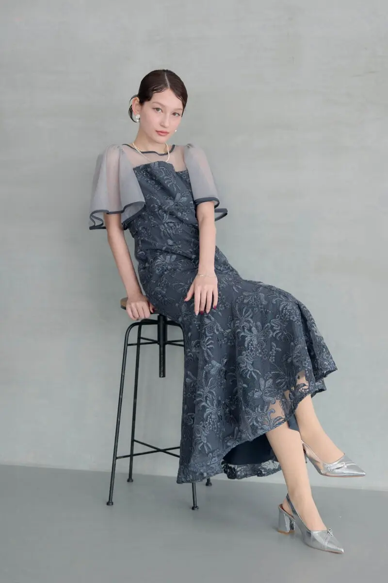 ネイビーのヴィンテージレースドレス | et.UNiVER | M | 結婚式
