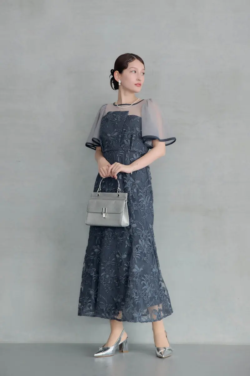 ネイビーのヴィンテージレースドレス | et.UNiVER | M | 結婚式