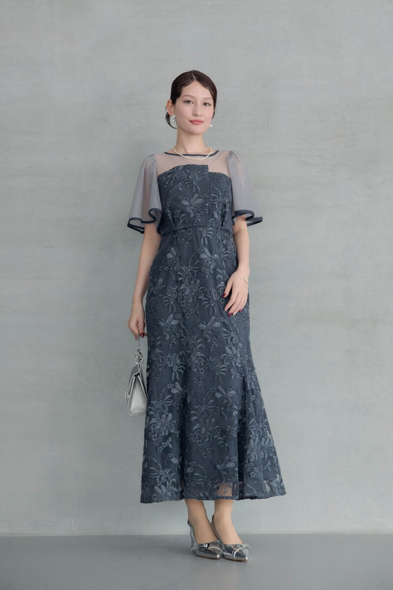 ネイビーのヴィンテージレースドレスの商品画像2