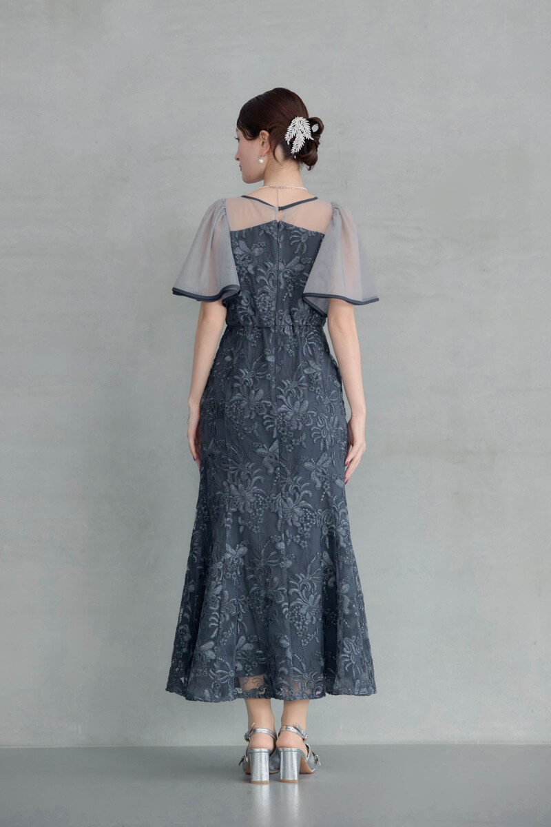 ネイビーのヴィンテージレースドレスの商品画像4