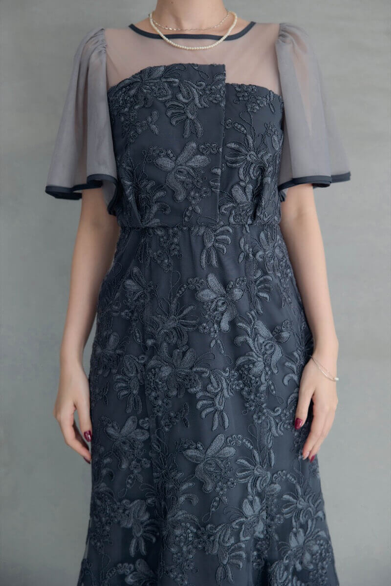 ネイビーのヴィンテージレースドレスの商品画像5