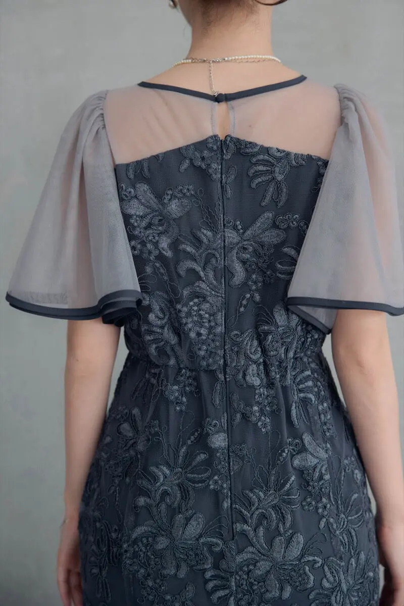 ネイビーのヴィンテージレースドレス | et.UNiVER | M | 結婚式