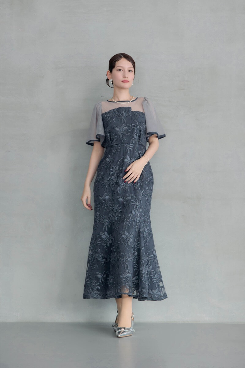 ネイビーのヴィンテージレースドレスの商品画像8