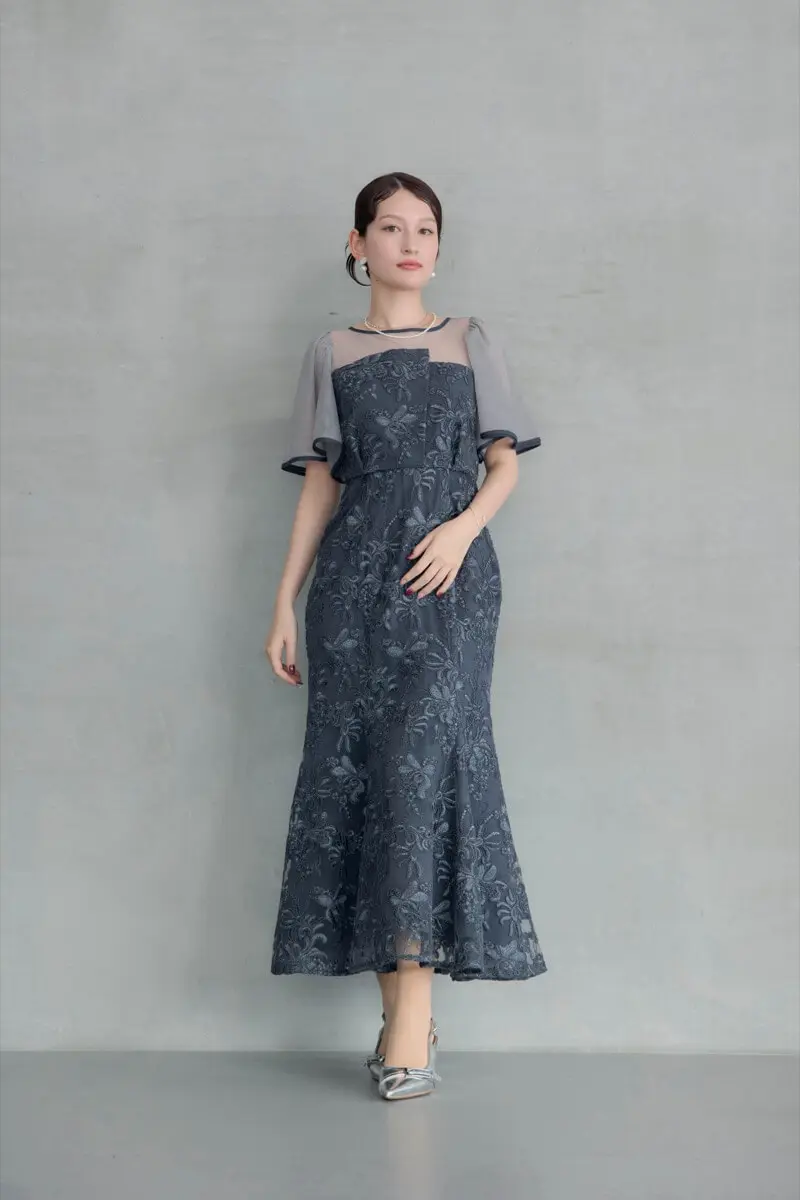 ネイビーのヴィンテージレースドレス | et.UNiVER | M | 結婚式