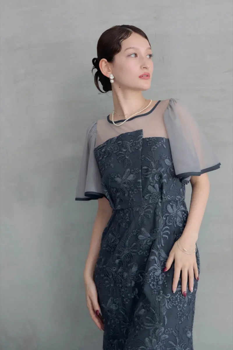 ネイビーのヴィンテージレースドレス | et.UNiVER | M | 結婚式