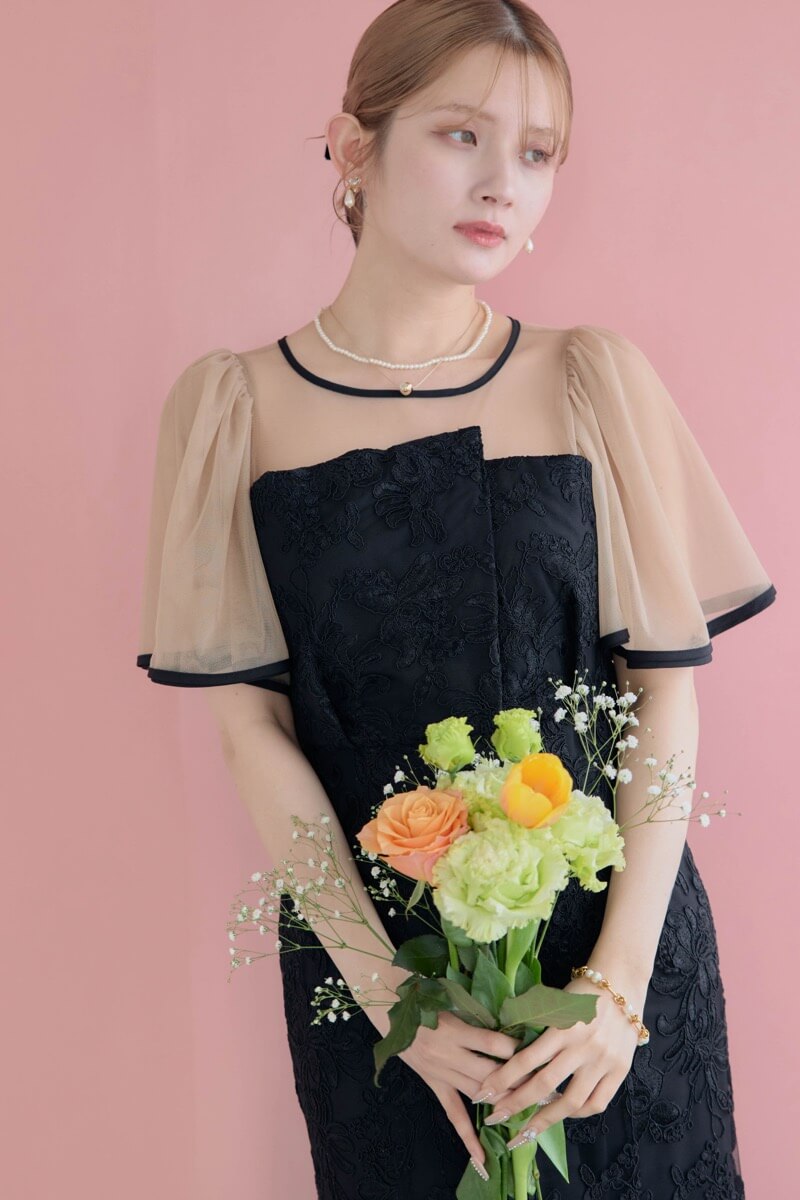 ブラック×ベージュのヴィンテージレースドレスの商品画像13