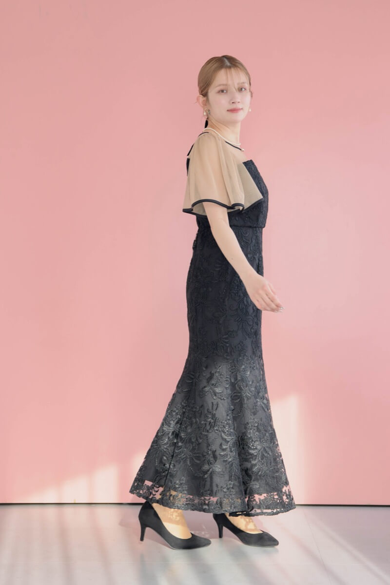ブラック×ベージュのヴィンテージレースドレスの商品画像14
