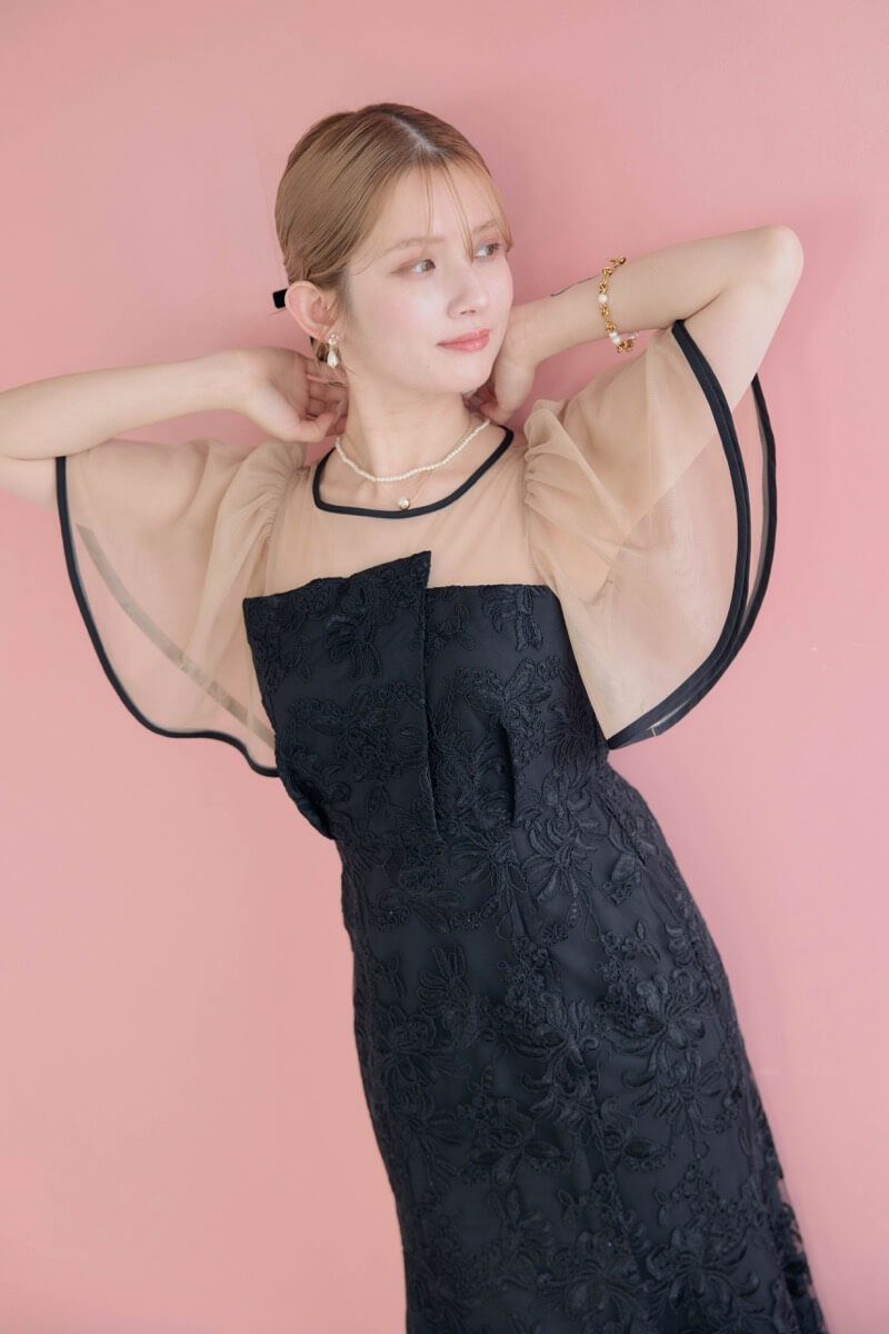 ブラック×ベージュのヴィンテージレースドレスの商品画像15