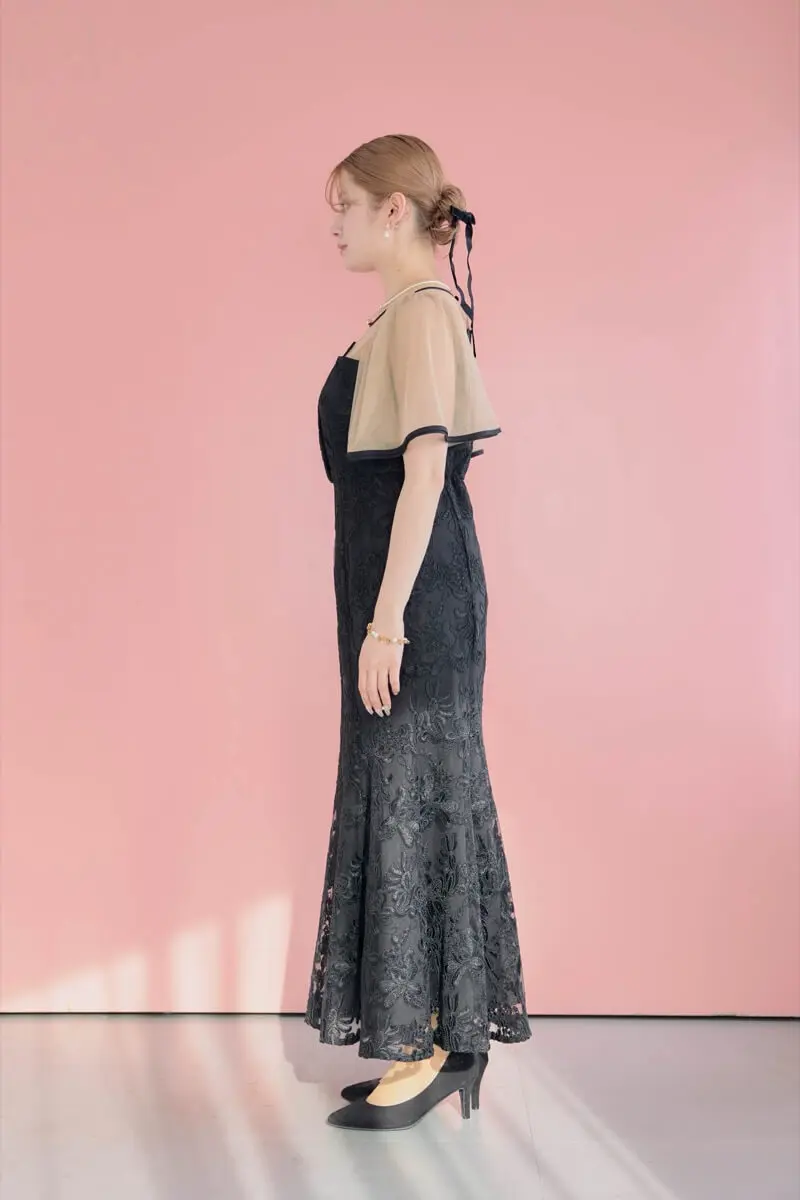 ブラック×ベージュのヴィンテージレースドレス | et.UNiVER | M | 結婚