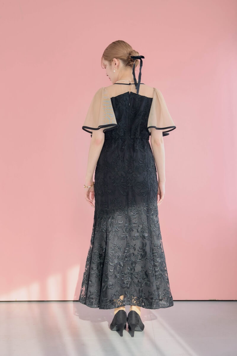 ブラック×ベージュのヴィンテージレースドレスの商品画像4